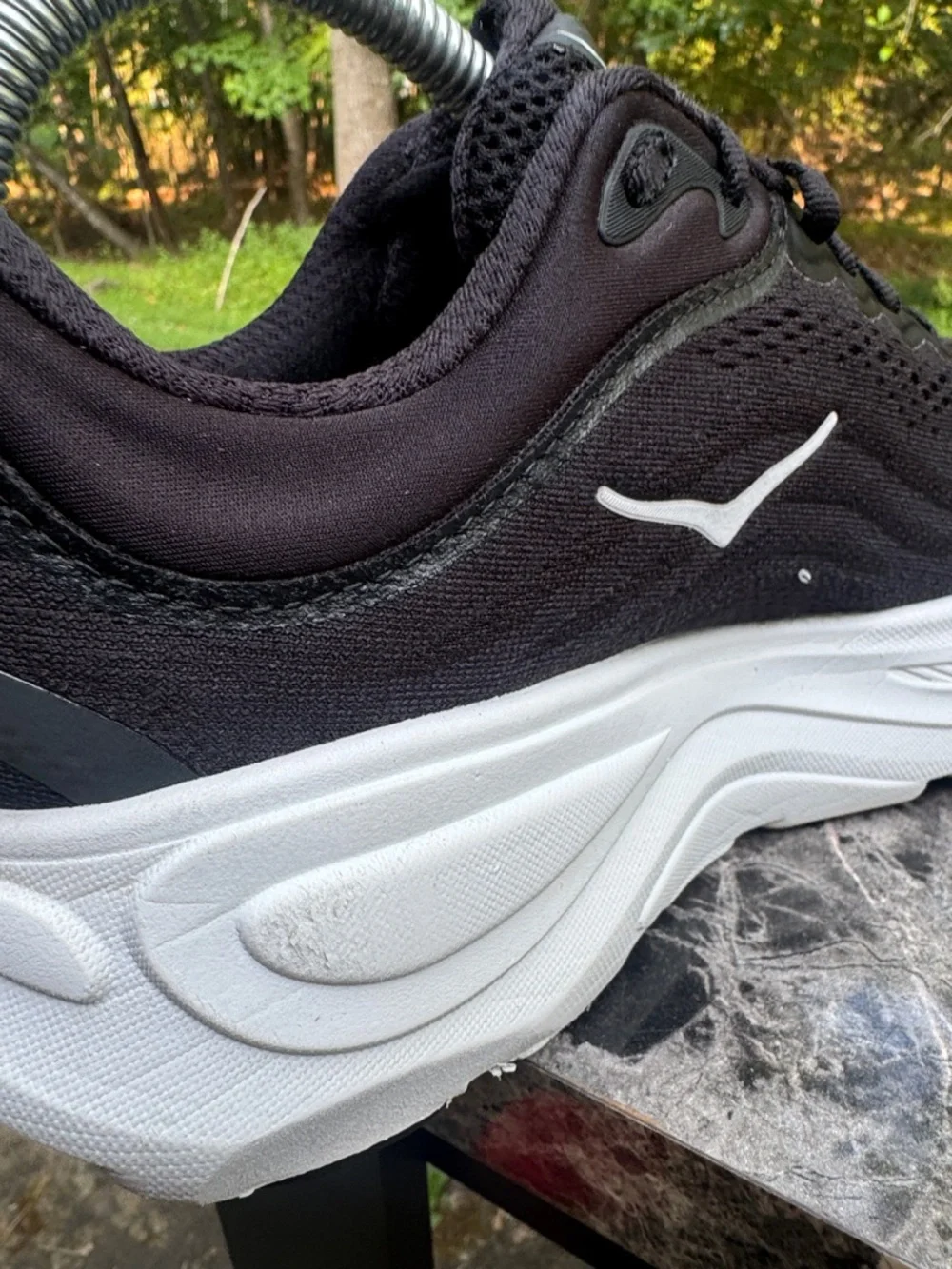 Hoka One One Bondi 9 Womens Size 7 2EBlack White Athletic Running Shoes Sneakers